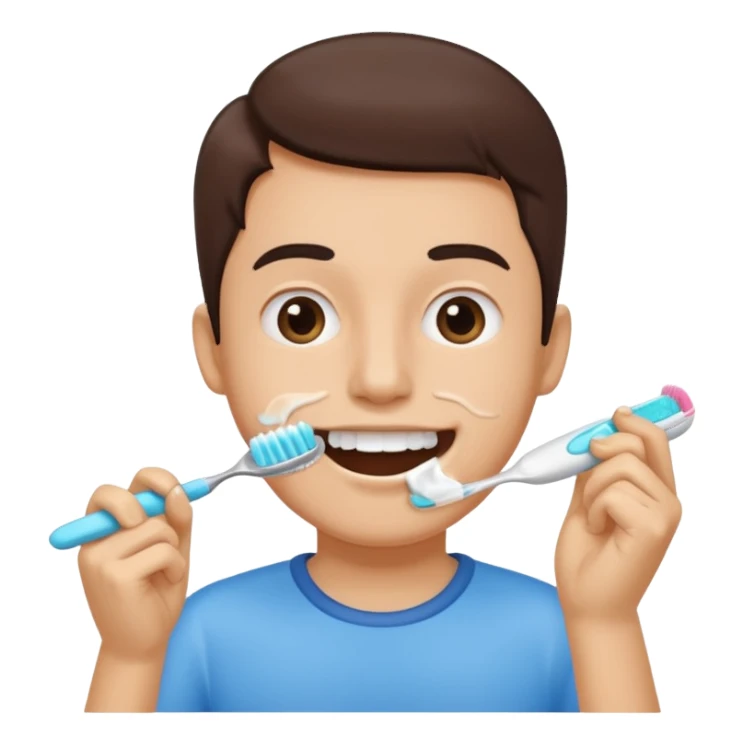 someone brushing their teeth sticker