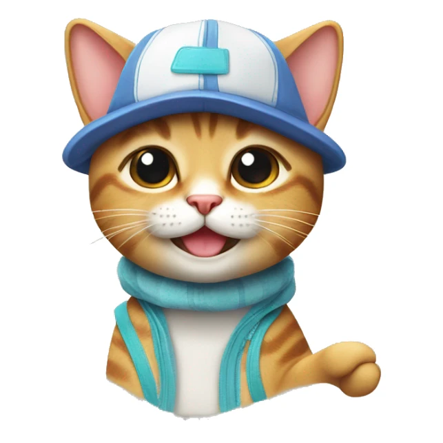 happy CAT WITH A CAP with a human body wear summer clothes sticker