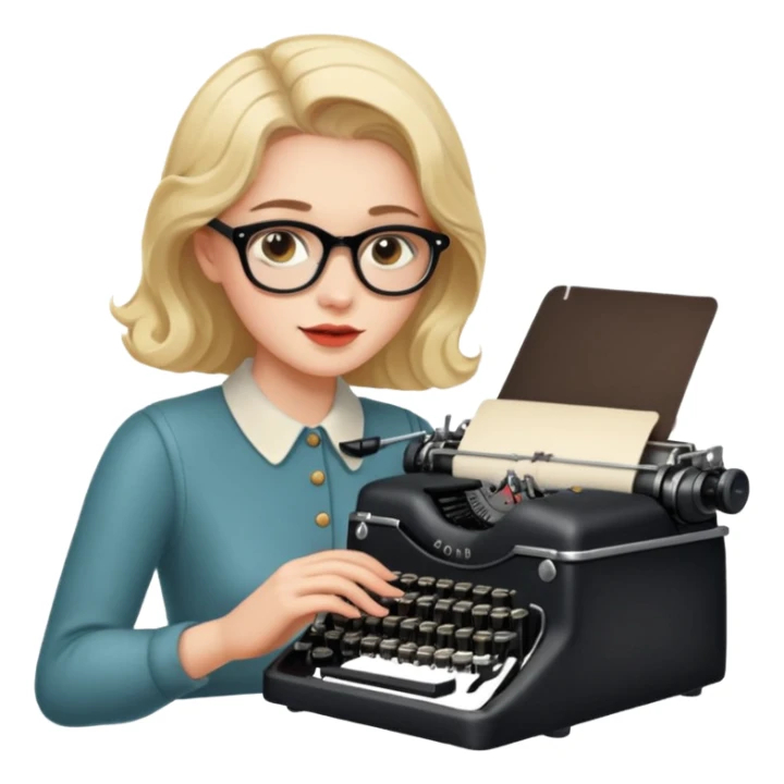 woman with vintage typewriter sticker