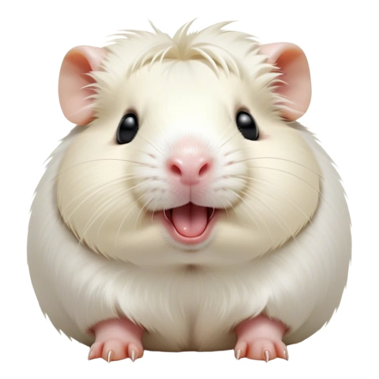 Cinematic Cute Yawning White Guinea Pig Portrait Emoji, Head tilted slightly with a dramatic, wide-open yawn, revealing a soft, downy white fur with tiny drooping ears, round dark eyes barely open in drowsy contentment, Simplified yet irresistibly adorable features, highly detailed, glowing with a soft, cozy glow, high shine, relaxed yet expressive, stylized with a touch of whimsy, bright and endearing, soft glowing outline, capturing the essence of a sleepy yet affectionate guinea pig, so drowsy it feels like it could stretch right out of the screen and curl up for a nap! sticker