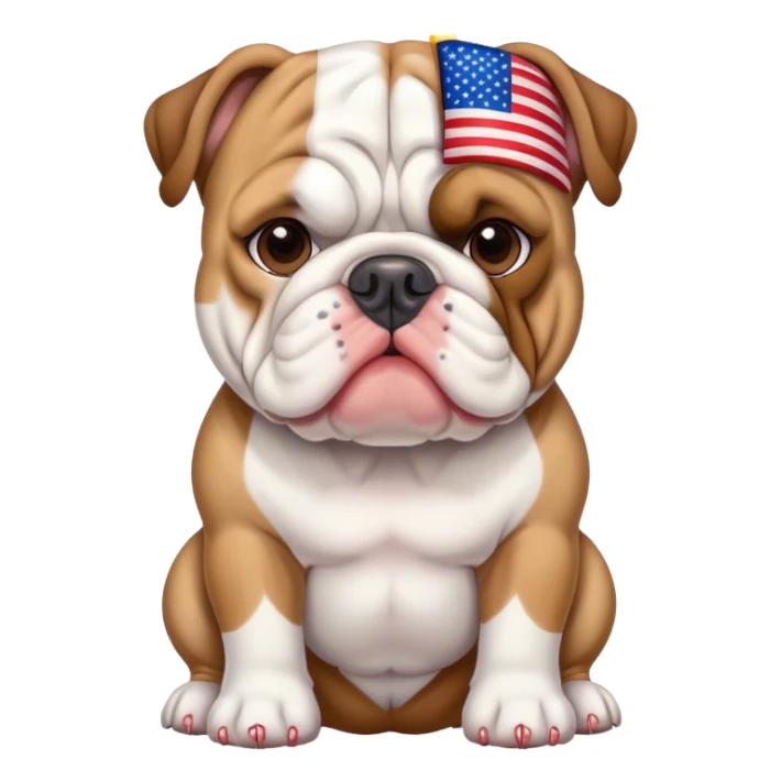 English bulldog with American flag  sticker