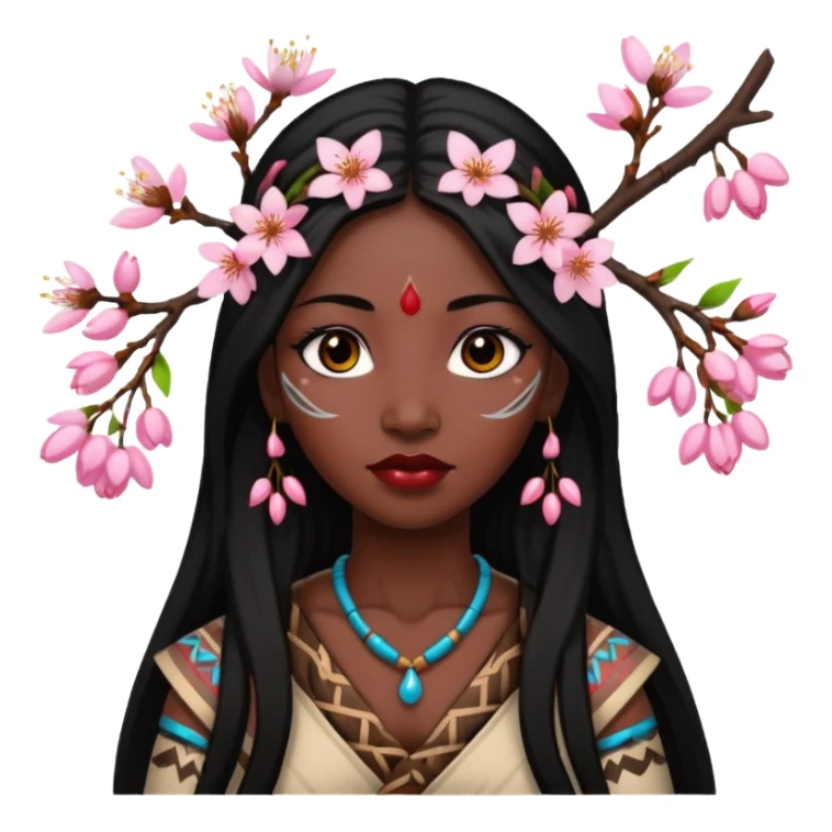 tribal woman with cherry blossom sticker