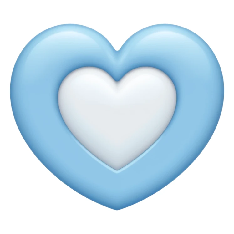 half baby blue half white heart with no face sticker