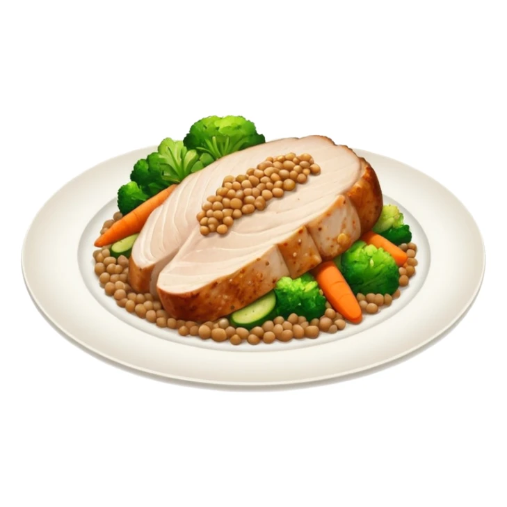 Backed turkey breast with buckwheat and stewed vegetables (zucchini, carrots) sticker