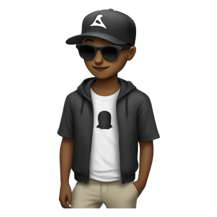 um jovem com blusa preta e usando boné cinza da oakley  sticker