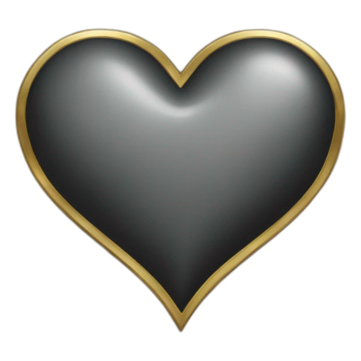black shiny steel metal heart with gold border sticker