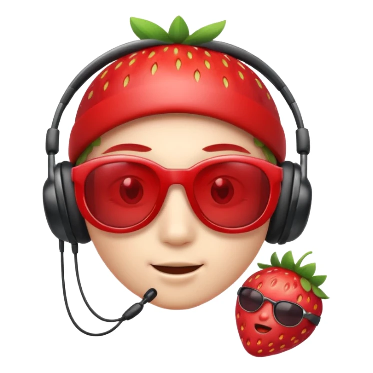 Cute strawberry wearing headset and shades sticker