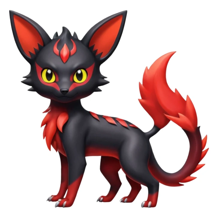  Shiny red iridescent Litten-Umbreon-Salandit-Jolteon-fusion sticker