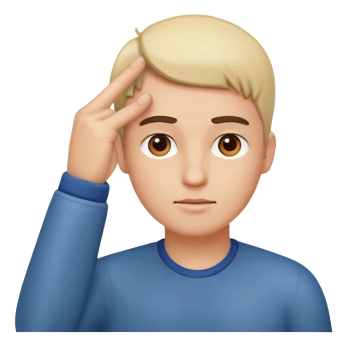 Can you create simple emoji 🤫 similir to this one but finger on the head and loking confident relax focused and concentrated like marcus rashford celebration sticker