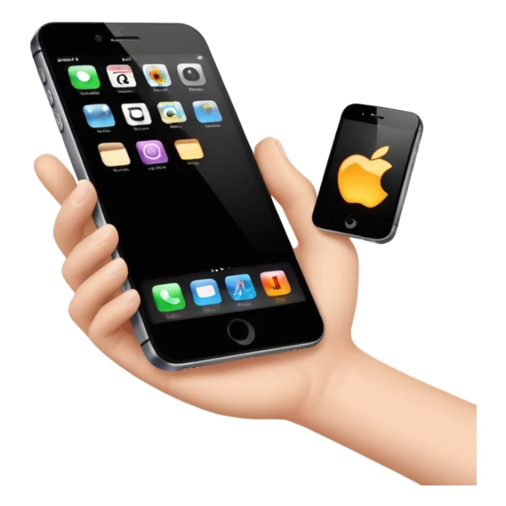 one hand showing iphone with black screen, only hand and phone sticker