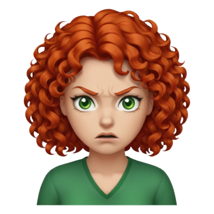 👩🏻‍🦰curly hair angry  but cute green eyes sticker