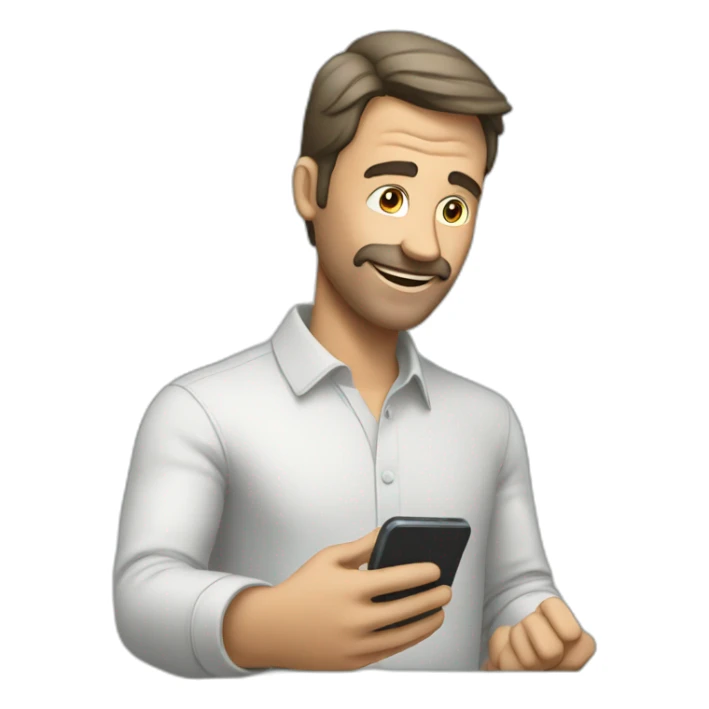 A man talks to his mobile phone sideways sticker