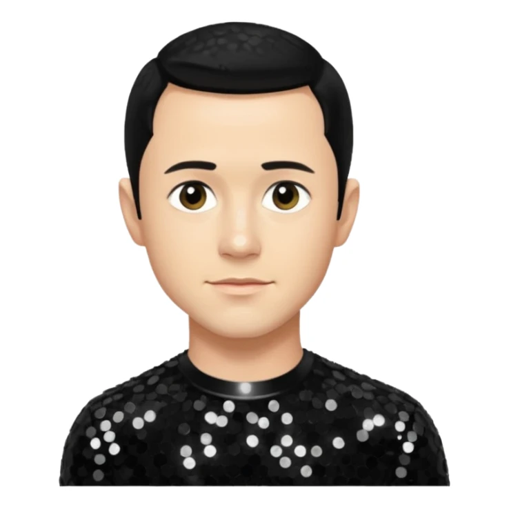 Joseph Gordon-Levitt as Neil McCormick from Mysterious Skin with light skin, black hair, black sequin outfit sticker