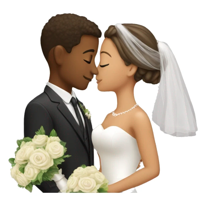 A young couple kissing in their wedding sticker