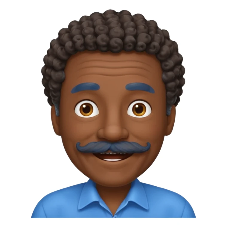 old guy with very curly short dark hair and big blue  mustache sticker