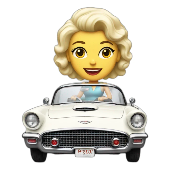 A woman driving a white 1957 Thunderbird sticker