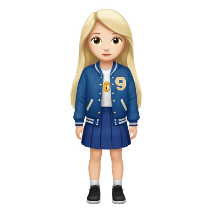 long hair girl with varsity jacket and skirt sticker