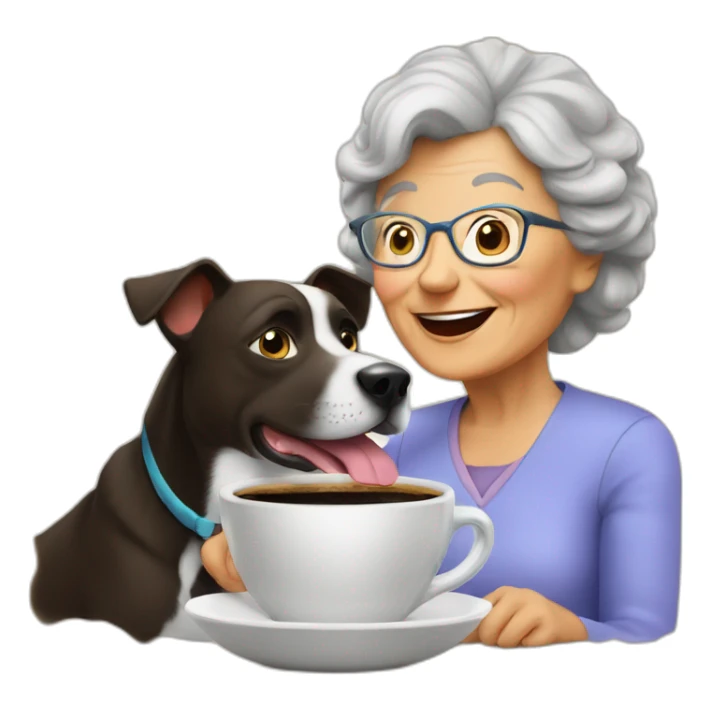 grand ma whith her dogter in a coffe sticker