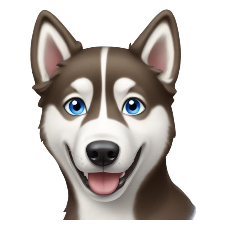 Brown and white husky with blue eyes with his tongue sticking out  sticker