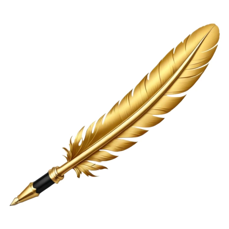 3D perspective academic premium golden ink feather pen sticker