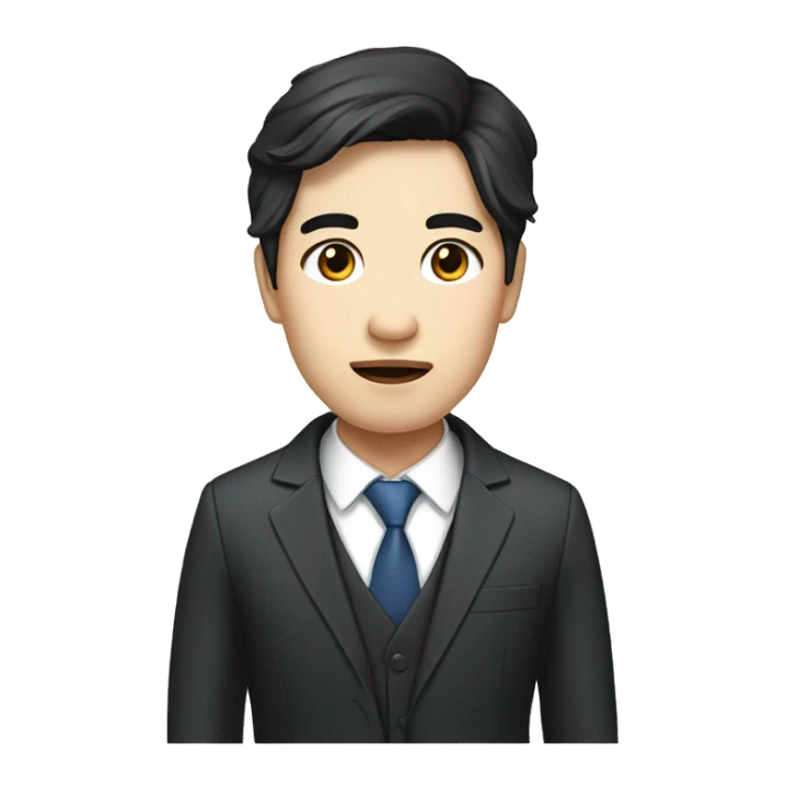  Company CEO, Korean, white skin, torn eyes,black hair sticker