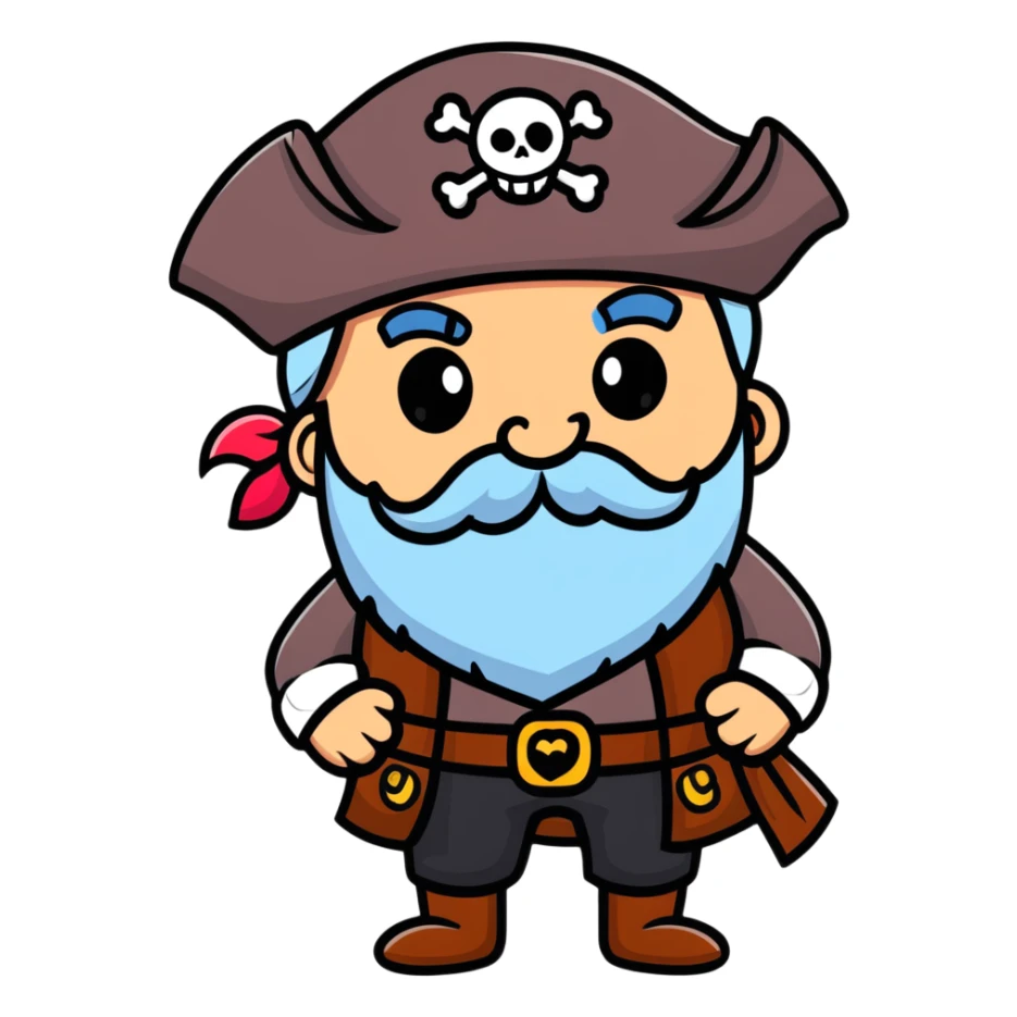 Old bearded pirate with eye patch and heart eyes looking with admiration sticker