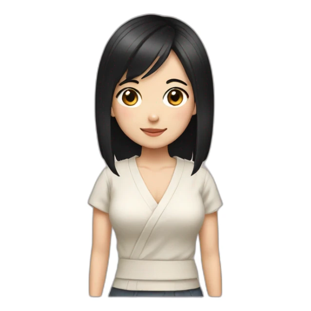 Japanes Girl with black hair  sticker