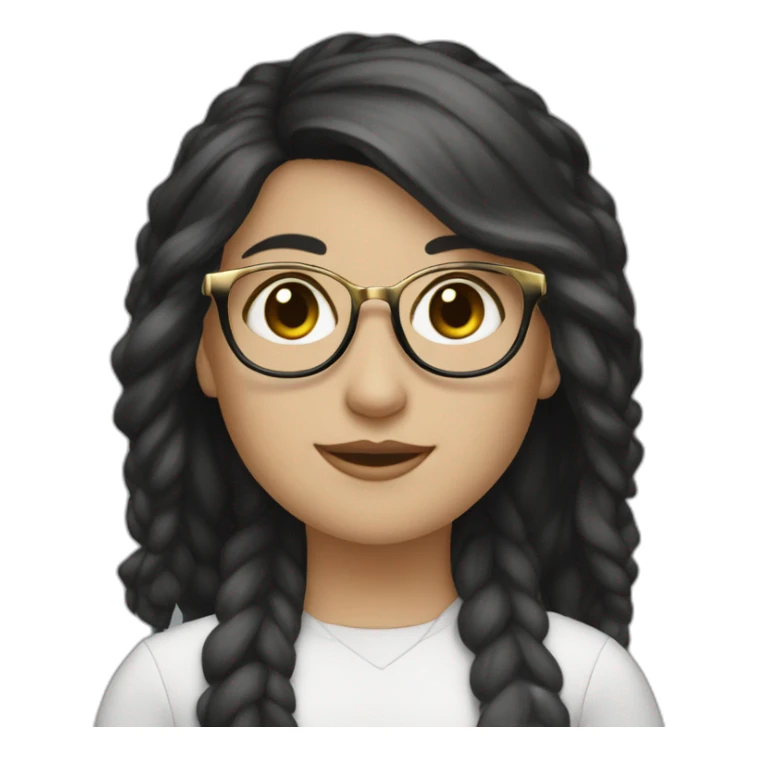 [white girl] with [black] hair and [gold] glasses sticker