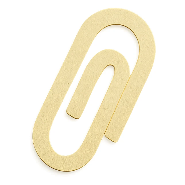 soft pastel tiny paperclip icon in gentle yellow, paper craft style sticker