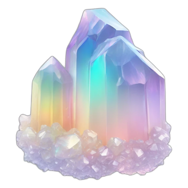 glossy Pastel whitish iridescent glass rainbow crystal cluster sticker