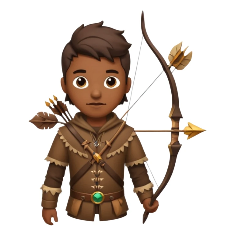 The classic hunter image with a bow and arrow on his back, dressed in brown with some animal made decorations sticker