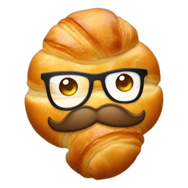 croissant with moustache sticker