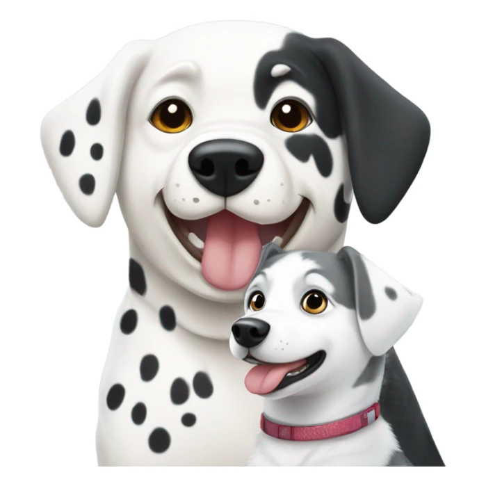 shibi style, dalmatian, white and grey siberian husky, in love sticker