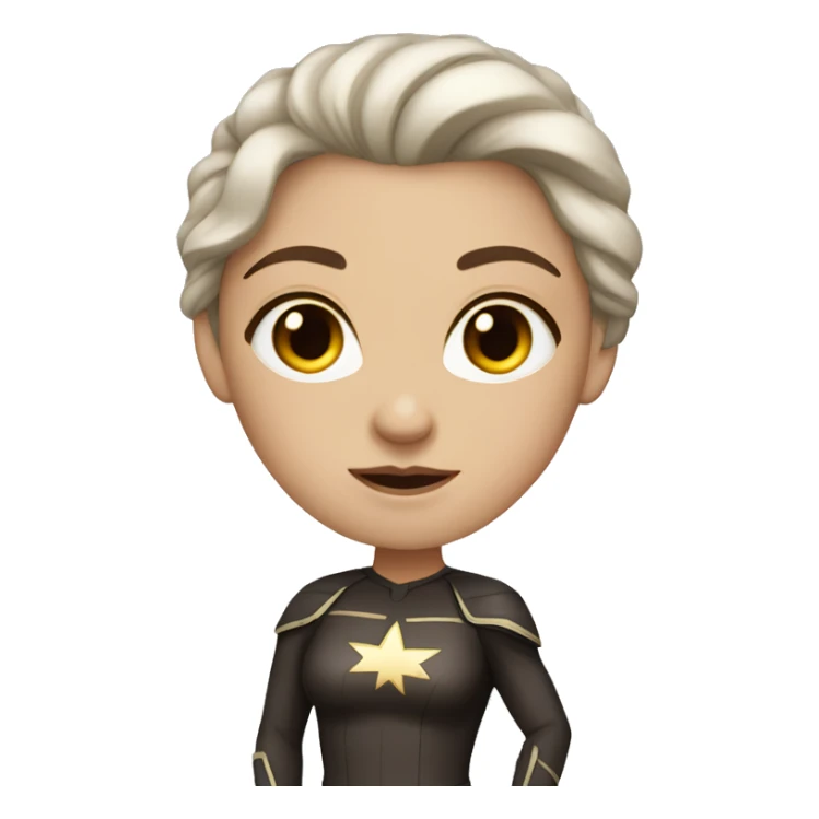 white woman with dark brown hair and brown eyes as super hero sticker