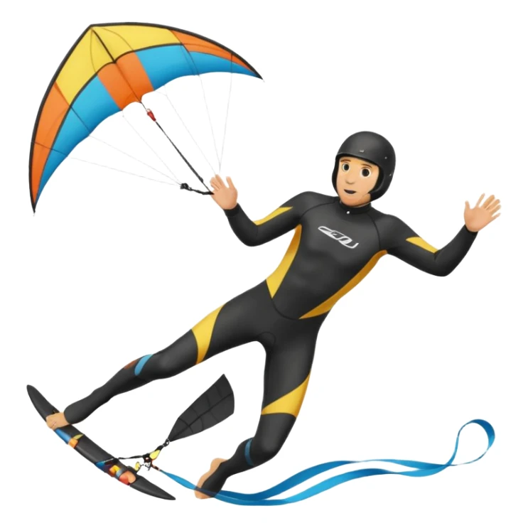 Kiterman en el aire ,caucasico con traje neopreno y casco negro, haciendo un down loop con el kite 13 metros sticker