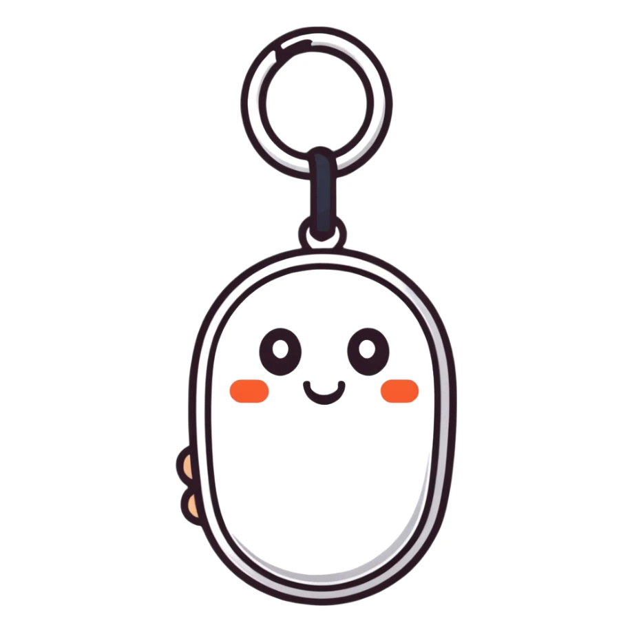 A small digital gadget with an AI chip, designed as a cute decorative keychain sticker