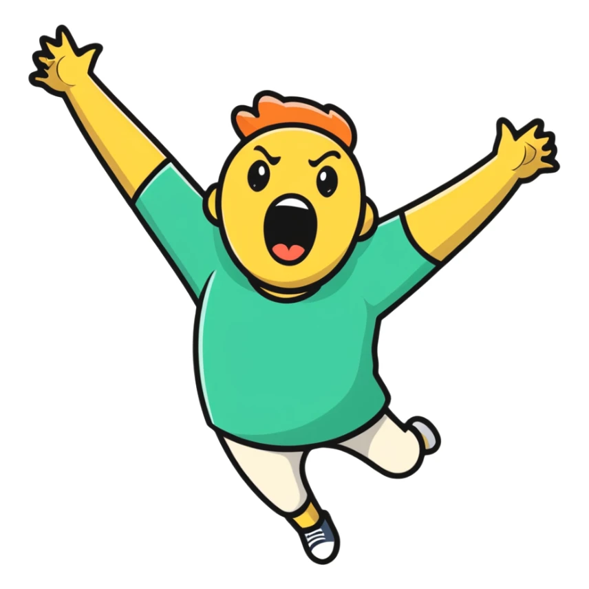 person with head thrown back, screaming with excitement, pure joy, expressive face sticker