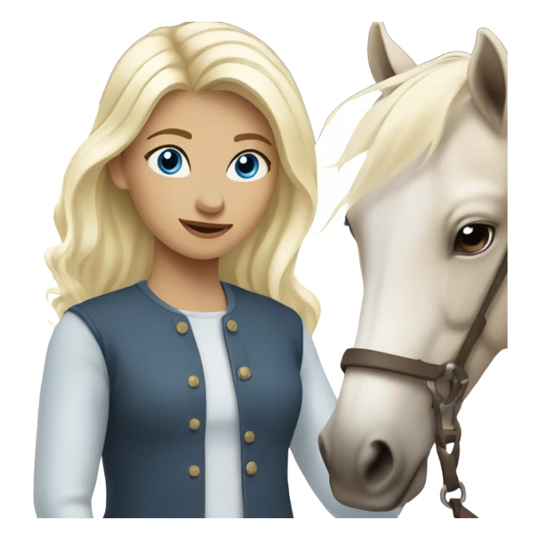White Blonde with blue eyes girl with horse  sticker