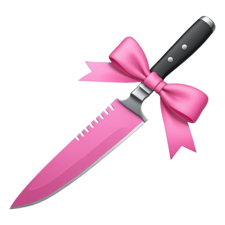 black knife with little pink bows around it sticker
