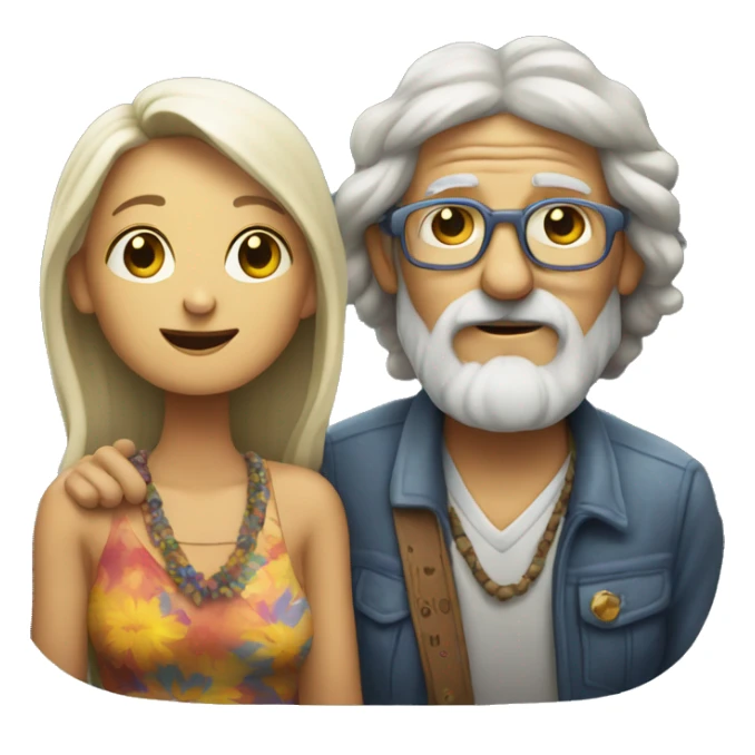 Old hippie couple at music concert sticker