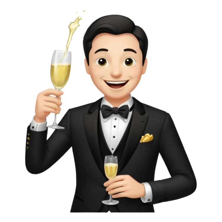 Old money man laughing with champagne glass spilling sticker