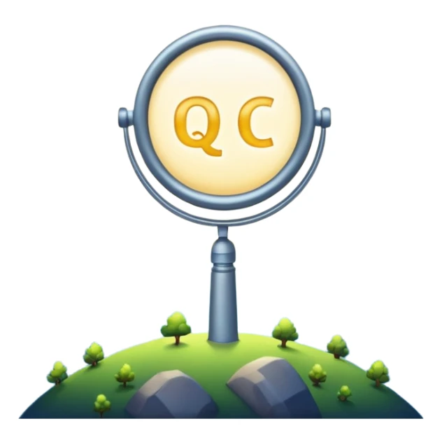 A spotlight shining “QC” in the night sky sticker