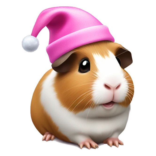 a guinea pig wearing a pink Christmas hat￼  sticker