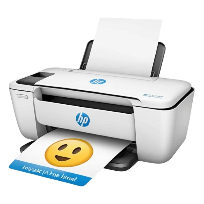HP DeskJet 4175e printer with an Instant Ink logo, emoji style sticker