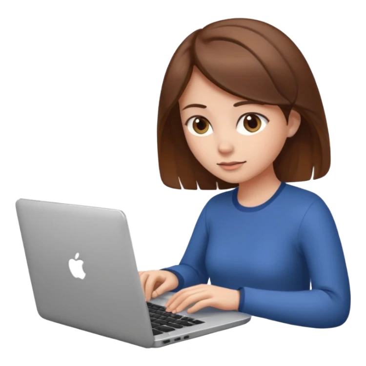 woman with brown hair using laptop sticker