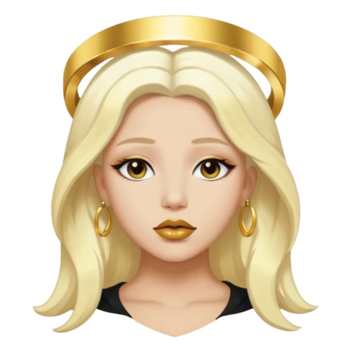 Rosalia (the singer) virgin. (Use lux album cover as reference). Hais bleached halo in hair and gold lips sticker