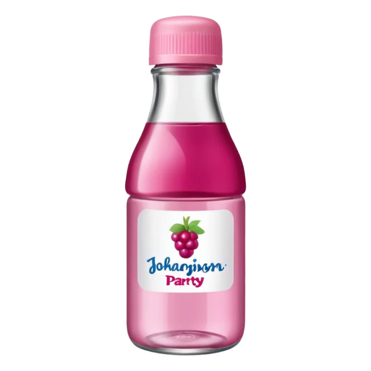 realistic Johnson and Johnson style bottle pink cap pink logo clear bottle with berry logo with diddy party written and a berry on top bottle sticker