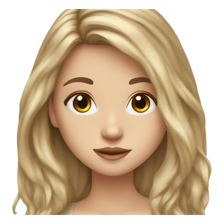 white girl, long dark blond hair, hazel eyes sticker