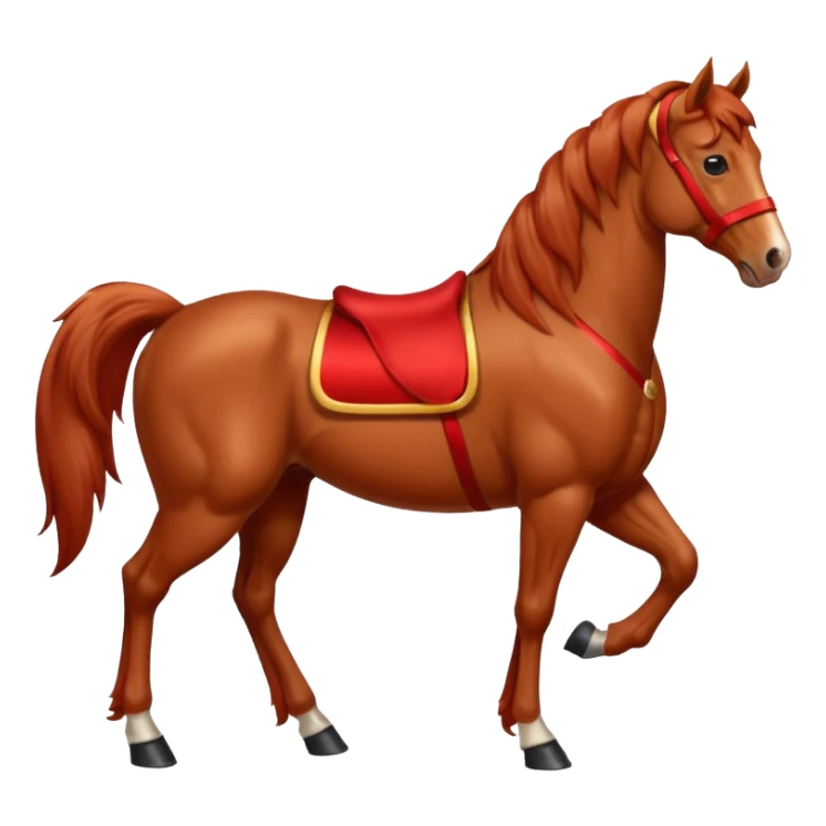 Christmas red horse with a full-length sticker