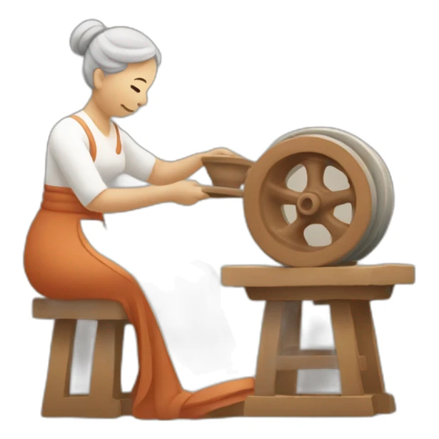 pottery wheel in front of a lady sticker